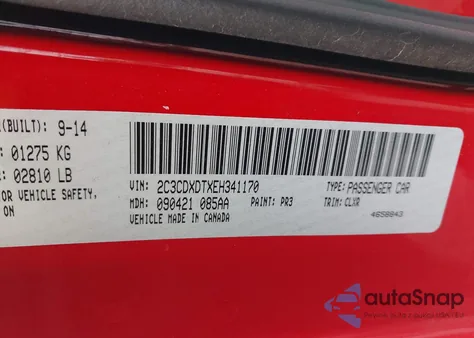 2014 Dodge Charger R/T Plus из США, поврежденный, VIN 2C3CDXDTXEH341170